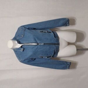 Vintage Y2K Levi’s Full Zip Denim Bomber Jacket Medium Double-Sided Red Tab Rare